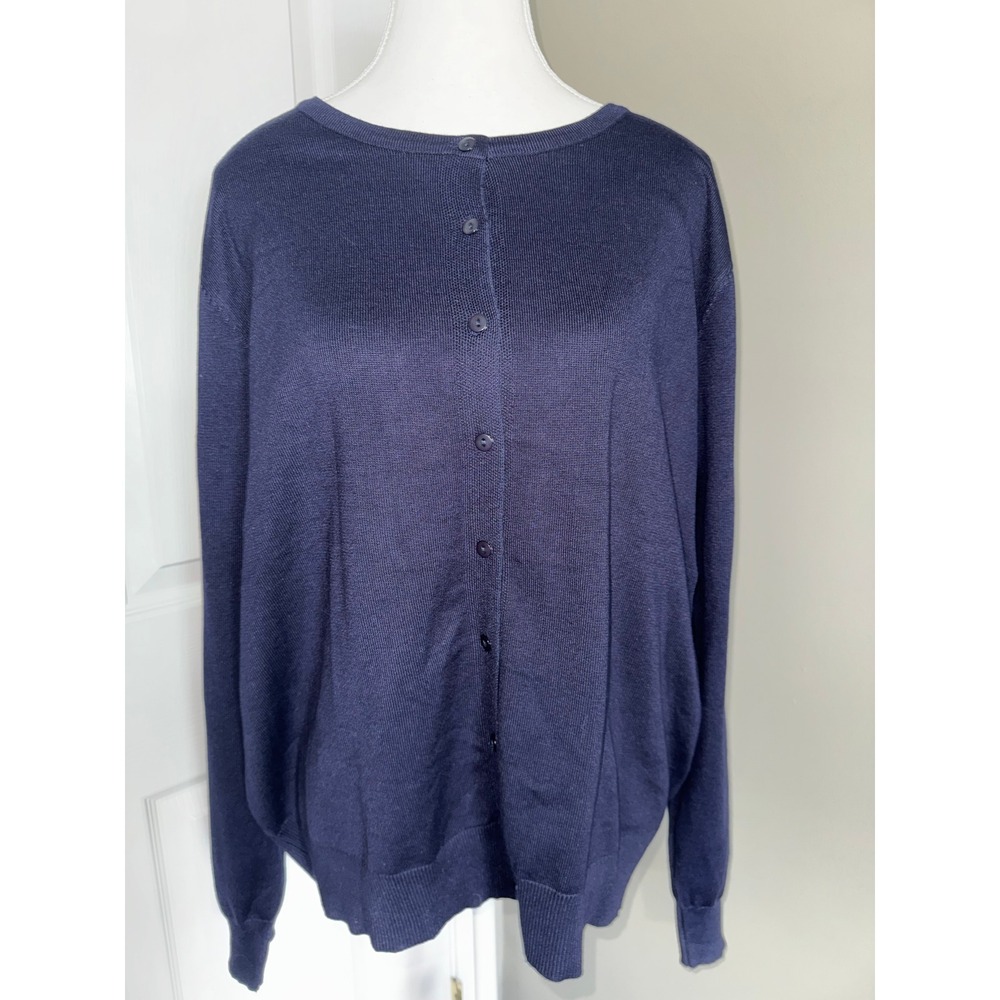 Grace Karin Navy Blue Cardigan Sweater Womens 3XL Button Front Long Sleeve Knit